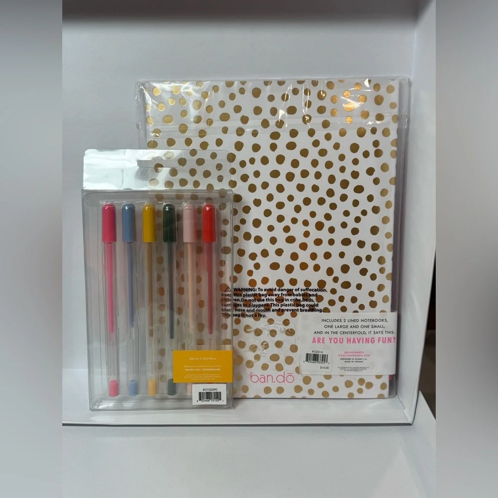 ban.do Stationery Bundle – Hopes Dreams Notebook Set & Motivational Gel Pens NEW